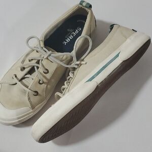Sperry Womens Cream Canvas Sneakers